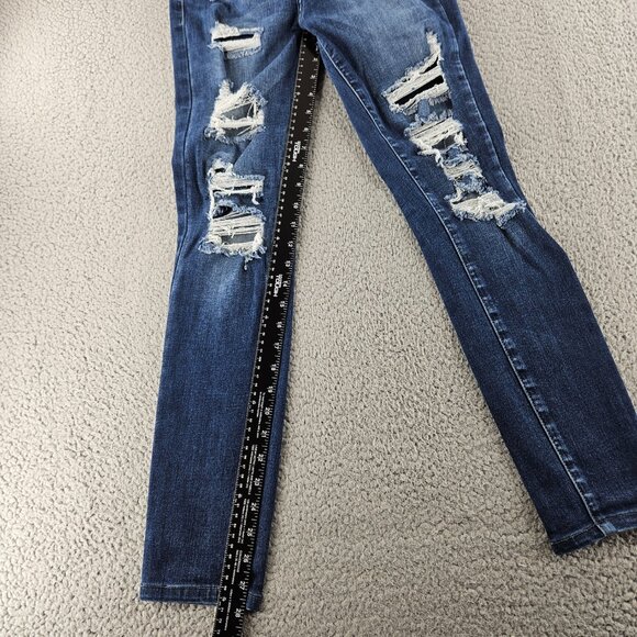 KanCan Jeans Womens 25 Blue Kurvy Ultra High Rise Ankle Skinny Distressed Denim - Picture 10 of 16